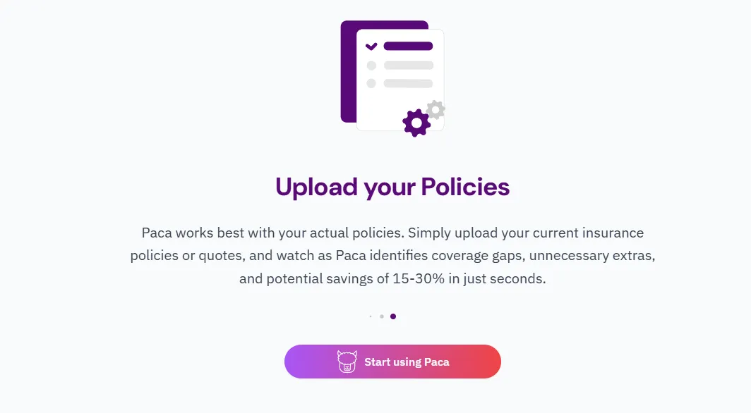 Paca Insurance Onboarding - Step 1 Paca Insurance onboarding