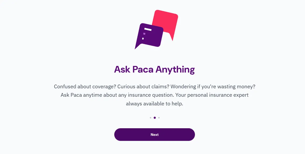 Paca Insurance Onboarding - Step 2 Paca Insurance onboarding