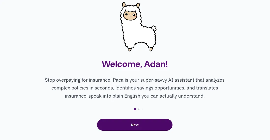 Paca Insurance Onboarding - Final Step Paca Insurance onboarding